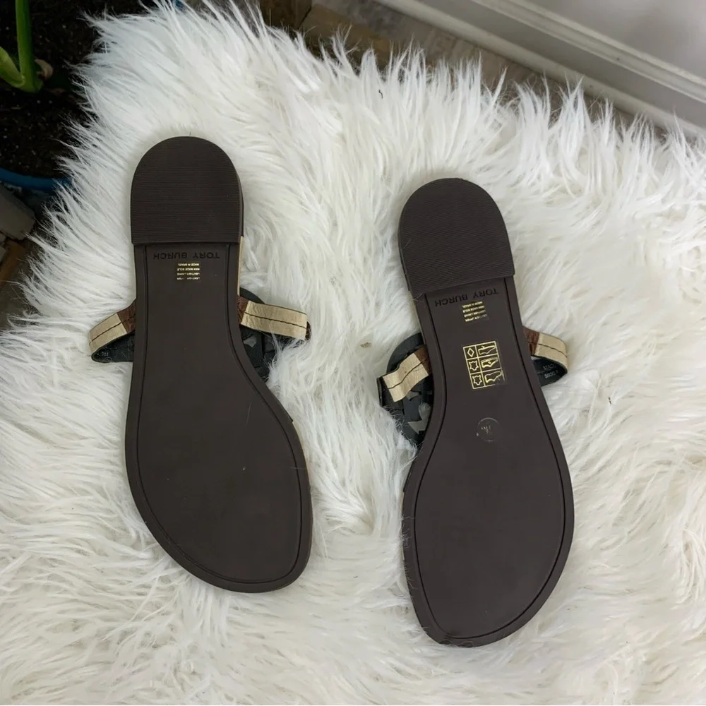 Tory Burch Striped Miller Leather Sandals